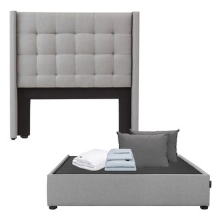 Foto 1 | Foto 1 | Cabecera Dicasa Titan Gris Queen Size + Base Cama + Almohada 2pack + Protector Cloud + Sabanas Softy