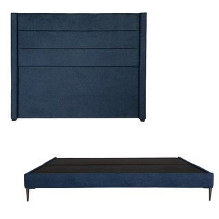 Foto 2 | Foto 2 | Cabecera Lugo Azul Matrimonial + Base Slim + Almohada 2pack + Protector Cloud + Sabanas Softy + Edredon Homy