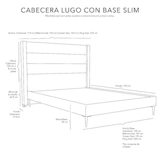 Foto 3 | Foto 3 | Cabecera Lugo Azul Matrimonial + Base Slim + Almohada 2pack + Protector Cloud + Sabanas Softy + Edredon Homy