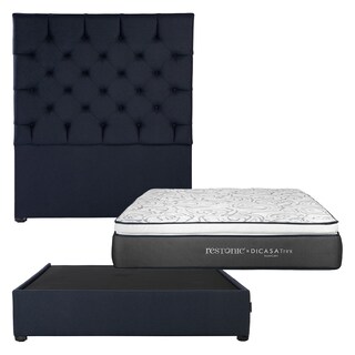 Foto 1 | Foto 1 | Cabecera Dicasa Capri Gris Queen Size + Base Cama + Restonic Trini