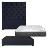 Cabecera Dicasa Capri Gris Matrimonial + Base Cama + Restonic Trini