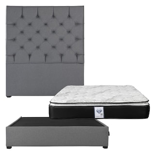 Foto 1 | Foto 1 | Cabecera Dicasa Capri Gris  Matrimonial + Base Cama + Colchon Spring Air Premier