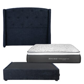 Foto 1 | Foto 1 | Cabecera Dicasa Zefyr Azul Matrimonial + Base Cama + Colchon Restonic Trini