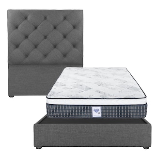 Foto 1 | Foto 1 | Cabecera Dicasa Ikki Gris Oscuro Matrimonial + Base Cama + Colchon Spring Air Cardona