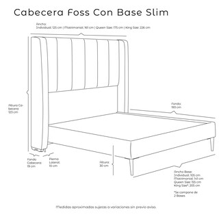 Foto 5 | Foto 5 | Cabecera Foss Lila + Base Cama Slim Queen Size