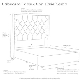Foto 3 | Foto 3 | Cabecera Dicasa Tartuk Gris Matrimonial + Base Cama