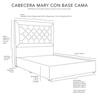 Foto 4 | Foto 4 | Cabecera Dicasa Mary Azul Individual + Base Cama