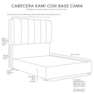 Foto 4 | Foto 4 | Cabecera Dicasa Kami Gris Queen Size + Base Cama