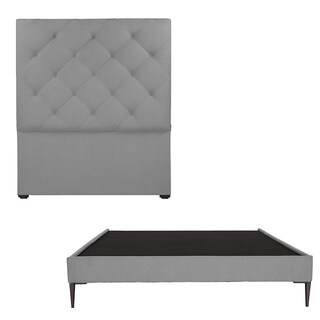 Foto 2 | Foto 2 | Cabecera Dicasa Ikki Color Gris Queen Size + Base Cama Slim Dicasa Color Gris Queen Size