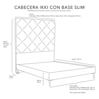 Foto 7 | Foto 7 | Cabecera Dicasa Ikki Color Gris Queen Size + Base Cama Slim Dicasa Color Gris Queen Size