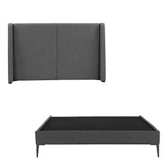 Foto 2 | Foto 2 | Cabecera Dicasa Milan Color Gris Oscuro Queen Size + Base Cama Slim Dicasa Color Gris Oscuro Queen Size