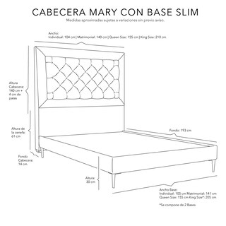 Foto 7 | Foto 7 | Cabecera Dicasa Mary Color Gris Oscuro Queen Size + Base Cama Slim Dicasa Color Gris Oscuro Queen Size