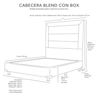 Foto 7 | Foto 7 | Cabecera Dicasa Blend Color Negro Matrimonial + Box Dicasa Color Negro Matrimonial