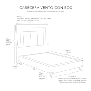 Foto 7 | Foto 7 | Cabecera Dicasa Vento Color Negro Matrimonial + Box Dicasa Color Negro Matrimonial
