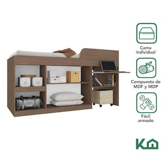 Foto 2 | Foto 2 | Cama Individual Escritorio Cajones Litera Base Kingshouse
