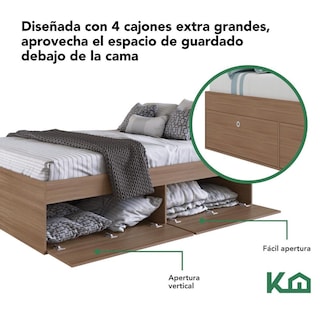 Foto 3 | Foto 3 | Base Cama Matrimonial Con Cajones Compartimientos Kingshouse