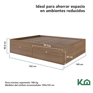 Foto 5 | Foto 5 | Base Cama Matrimonial Con Cajones Compartimientos Kingshouse