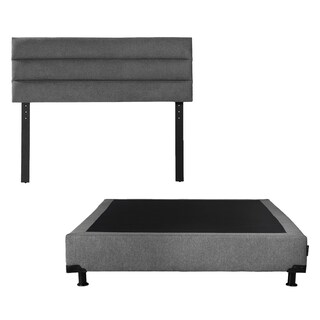 Foto 1 | Foto 1 | Cabecera Dicasa Logan Color Gris Individual + Box Dicasa Color Gris Individual