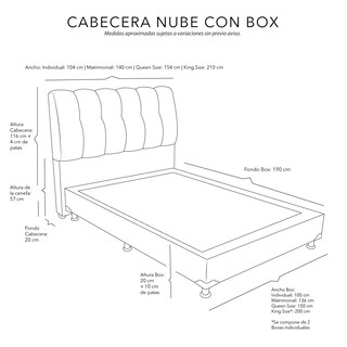 Foto 7 | Foto 7 | Cabecera Dicasa Nube Color Azul King Size + Box Dicasa Color Azul King Size