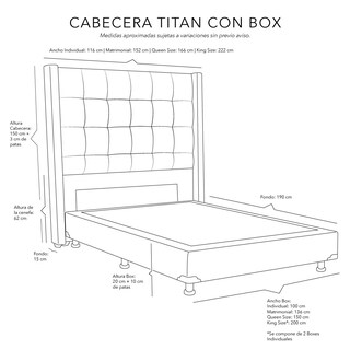 Foto 5 | Foto 7 | Cabecera Dicasa Titan Color Azul Queen Size + Box