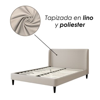 Foto 8 | Foto 8 | Ilios Innova | Cama King Size Beige Con Cabecera Tapizada En Lino y Poliéster | Estructura De Madera Resistente