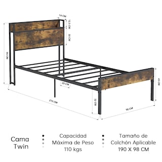 Foto 2 | Foto 2 | Cama Individual Furniturer Nami Marrón 210 X 98 X 96 Cm
