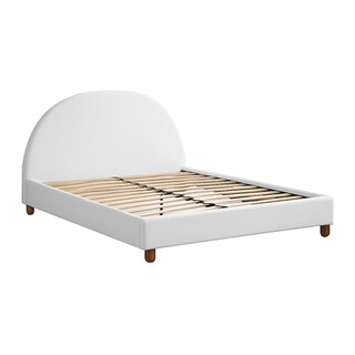 Foto 1 | Foto 1 | Ilios Innova | Base De Cama Matrimonial Con Cabecera Arco Tapizada En Lino. Diseño Moderno Minimalista Blanco.