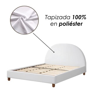 Foto 7 | Foto 7 | Ilios Innova | Base De Cama Matrimonial Con Cabecera Arco Tapizada En Lino. Diseño Moderno Minimalista Blanco.