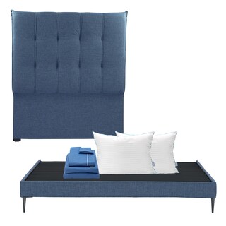 Foto 1 | Foto 1 | Cabecera Dicasa Kenzo Color Azul King Size + Base Cama Slim Dicasa Color Azul + Almohada Royal Twin + Sábanas Royal