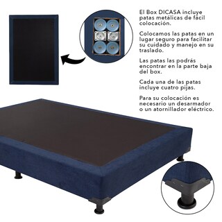 Foto 6 | Foto 6 | Cabecera Dicasa Kenzo Color Azul King Size + Base Cama Slim Dicasa Color Azul + Almohada Royal Twin + Sábanas Royal