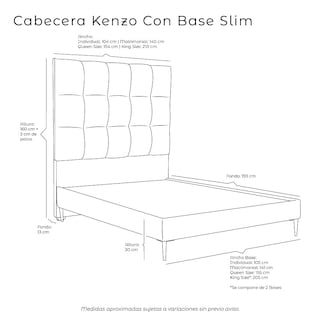 Foto 5 | Foto 5 | Cabecera Dicasa Kenzo Color Azul Matrimonial + Base Cama Slim Dicasa Color Azul + Almohada Royal Twin + Sábanas Royal