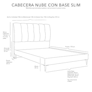 Foto 3 | Foto 3 | Cabecera Dicasa Nube Color Storm Grey King Size + Base Cama Slim