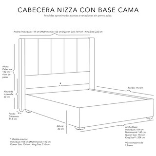 Foto 4 | Foto 4 | Cabecera Dicasa Nizza Gris Oscuro Queen Size + Base Cama Dicasa Gris Oscuro