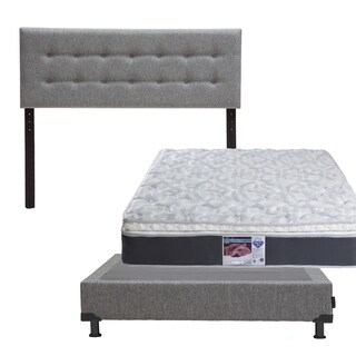 Foto 1 | Foto 1 | Cabecera Dicasa Bilbao color Gris + Box Dicasa Plomo + Colchón Spring Air Marte Matrimonial