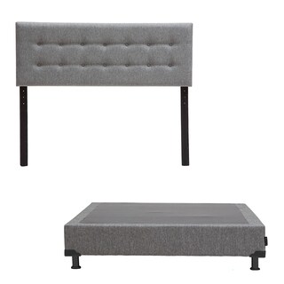 Foto 2 | Foto 2 | Cabecera Dicasa Bilbao color Gris + Box Dicasa Plomo + Colchón Spring Air Marte Matrimonial