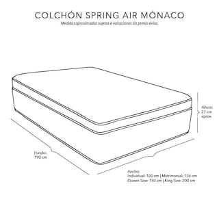Foto 5 | Foto 5 | Cabecera Dicasa Bilbao Beige + Box Dicasa Dolum Beige + Colchón Spring Air Mónaco Matrimonial