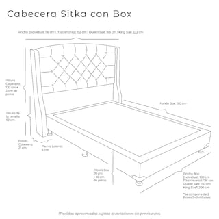 Foto 5 | Foto 5 | Cabecera Dicasa Sitka Color Rojo + Box Dicasa Matrimonial
