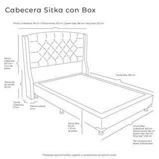 Foto 5 | Foto 5 | Cabecera Dicasa Sitka Color Azul Marino + Box Dicasa Queen Size