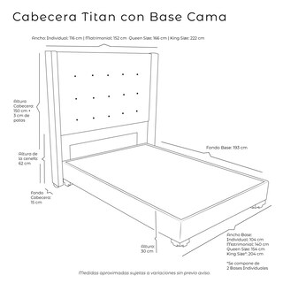 Foto 4 | Foto 4 | Cabecera Dicasa Titan + Base Kuant Gris Individual