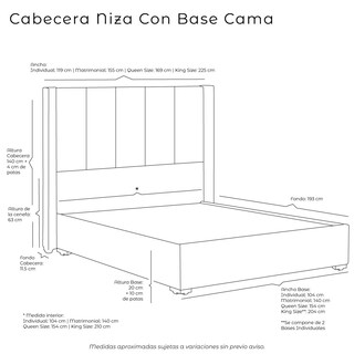 Foto 4 | Foto 4 | Cabecera Dicasa Nizza + Base Riva Gris Queen Size