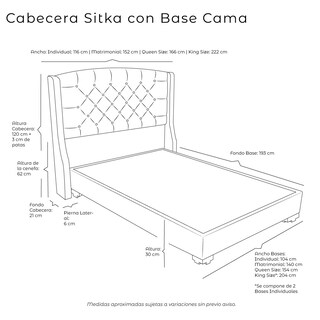 Foto 5 | Foto 5 | Cabecera Dicasa Sitka + Base Cama Dicasa Orlando Azul King Size