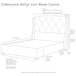 Foto 4 | Foto 4 | Cabecera Dicasa Zefyr más Base Cama Dicasa Orlando Gris Matrimonial