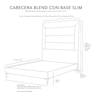 Foto 4 | Foto 4 | Cabecera Dicasa Catania más Base Cama Slim Beige Claro Queen Size