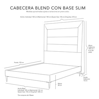 Foto 5 | Foto 5 | Cabecera Dicasa Catania más Base Cama Slim Beige Claro King Size