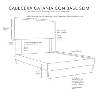 Foto 5 | Foto 5 | Cabecera Dicasa Catania + Base Slim Azul King Size