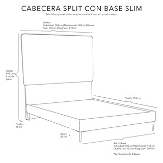 Foto 3 | Foto 3 | Cabecera Split + Base Cama Slim Color Azul