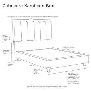 Foto 5 | Foto 5 | Cabecera Dicasa Kami + Box Dicasa Dolum King Size Beige
