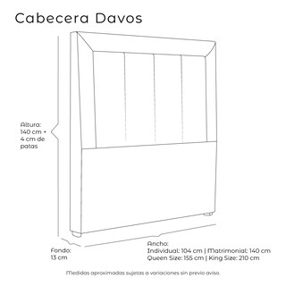 Foto 6 | Foto 6 | Cabecera Dicasa Davos Orleans Navy Azul Queen Size