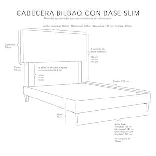 Foto 6 | Foto 6 | Cabecera Dicasa Bilbao + Base Cama Slim King Size Color Beige Claro
