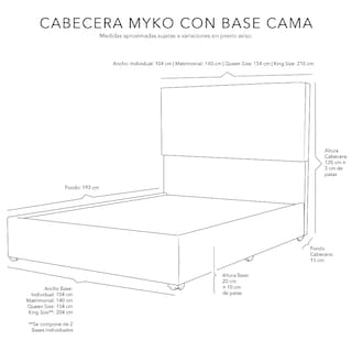 Foto 3 | Foto 3 | Cabecera Dicasa Myko más Base Cama Gris Matrimonial